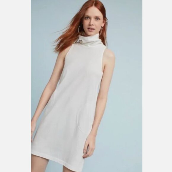 ANTHROPOLOGIE AKEMI & KIM Mock Neck White Tunic Shift Dress Size Small NWT - Picture 2 of 12